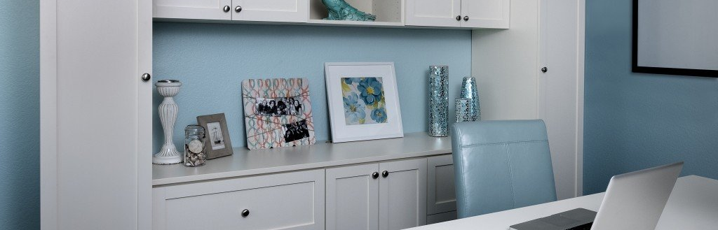 White Color Home Office Cabinet System