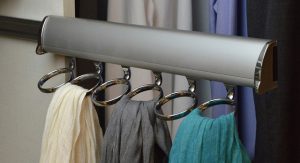 Scarves on rack in closet